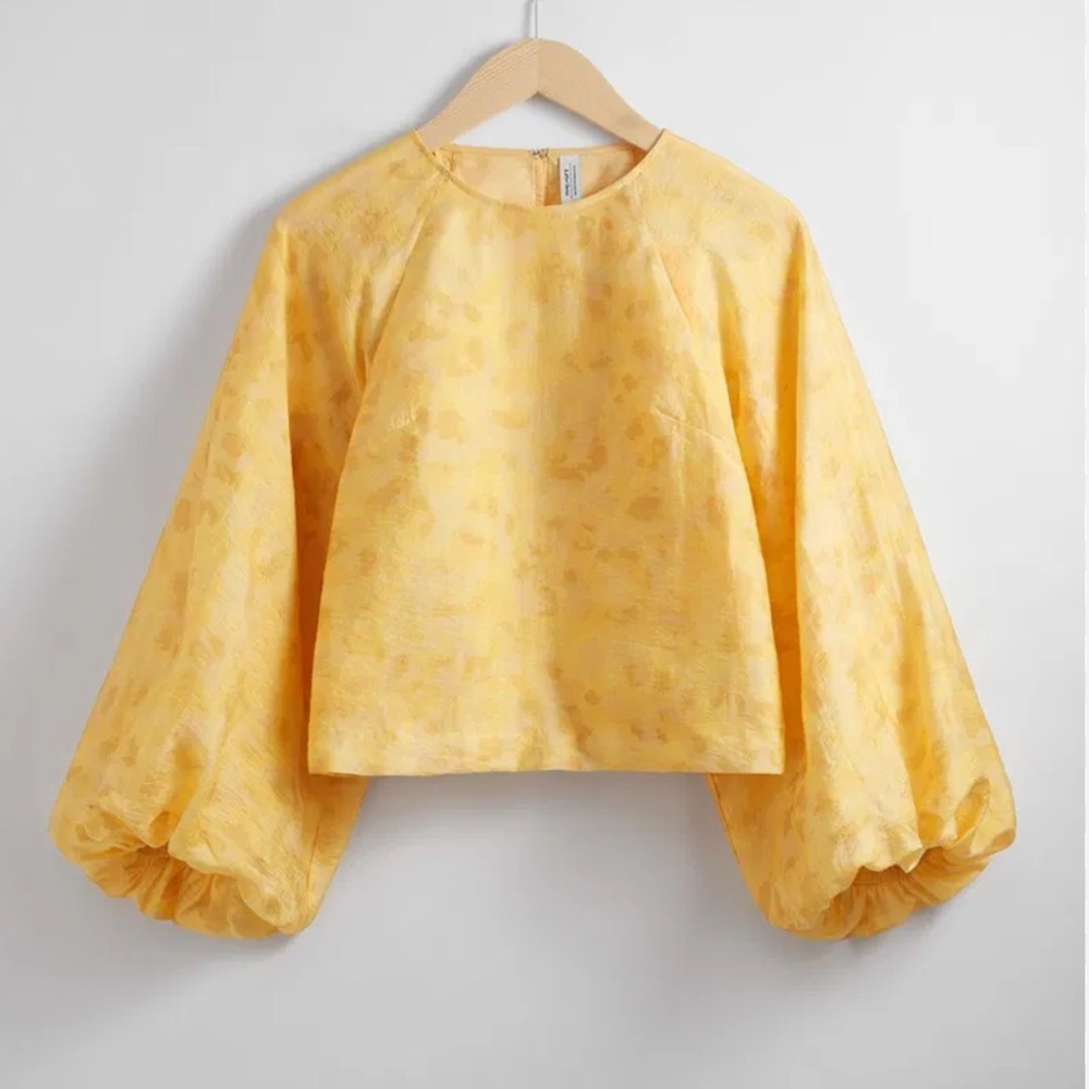 & Other Stories Yellow Puff Sleeve Blouse